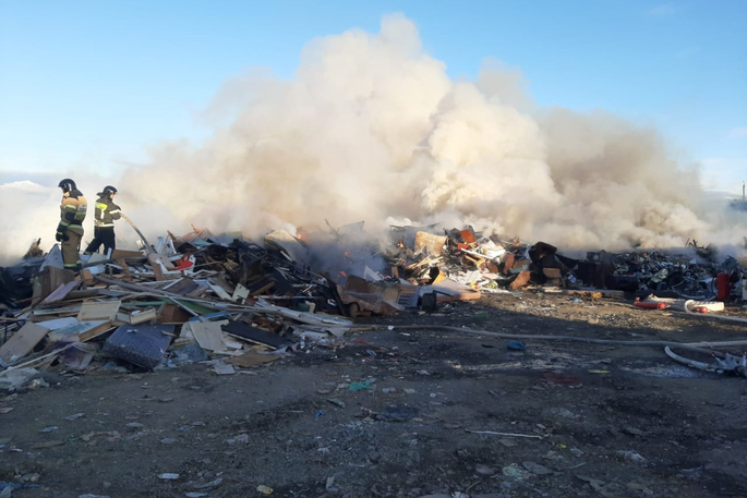 На территории мусоросжигательного завода произошел пожар